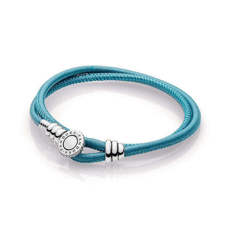 Pandora Turquoise Braided Double-leather Charm Bracelet - Sterling Silver/Leather/Turquoise - Canada